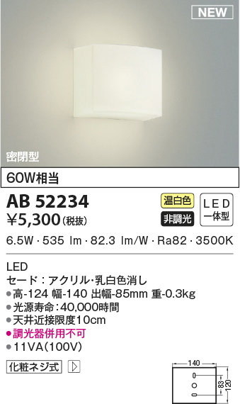 コイズミ LEDブラケット AB52434【納期目安：１週間】-